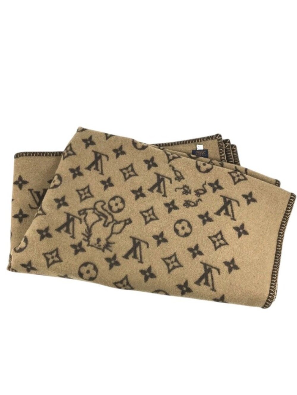 Louis Vuitton Blanket Classic Cat Glam Wool Cashmere Brown